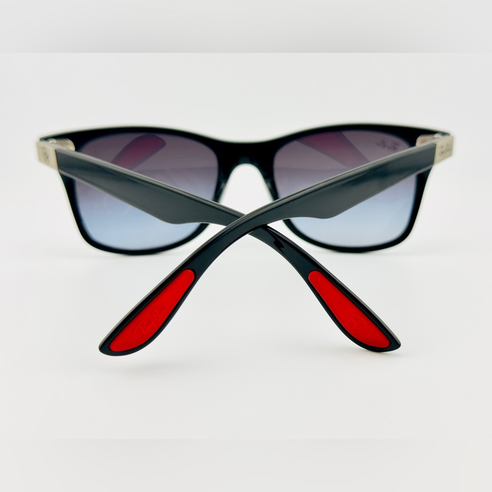 Ray-Ban Scuderia Ferrari Sunglasses RB4195M Polished Black Frame Gray Lenses - Picture 9 of 14